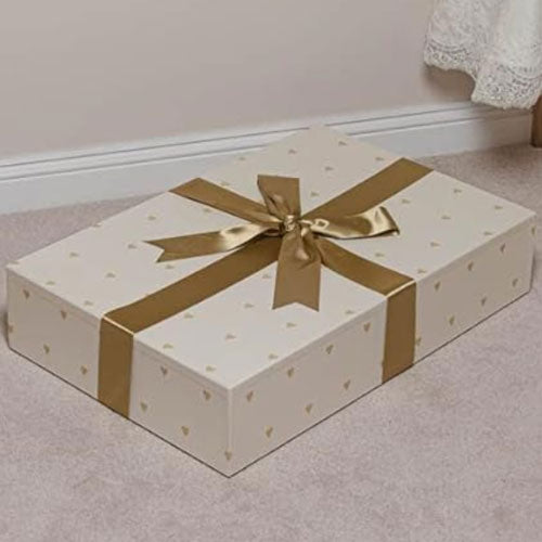 Gold Love Hearts Dress Wedding Dress Storage Box - Standard
